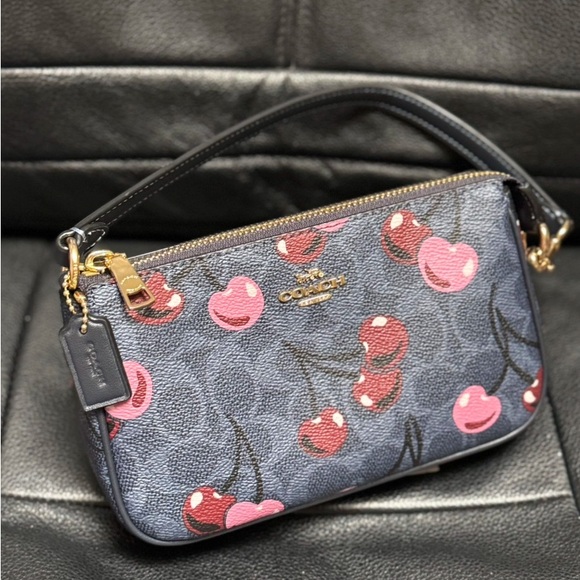 NEW Coach Nolita 19 Bag Signature Coated Canvas Cherry Print CZ011 in Denim 🍒